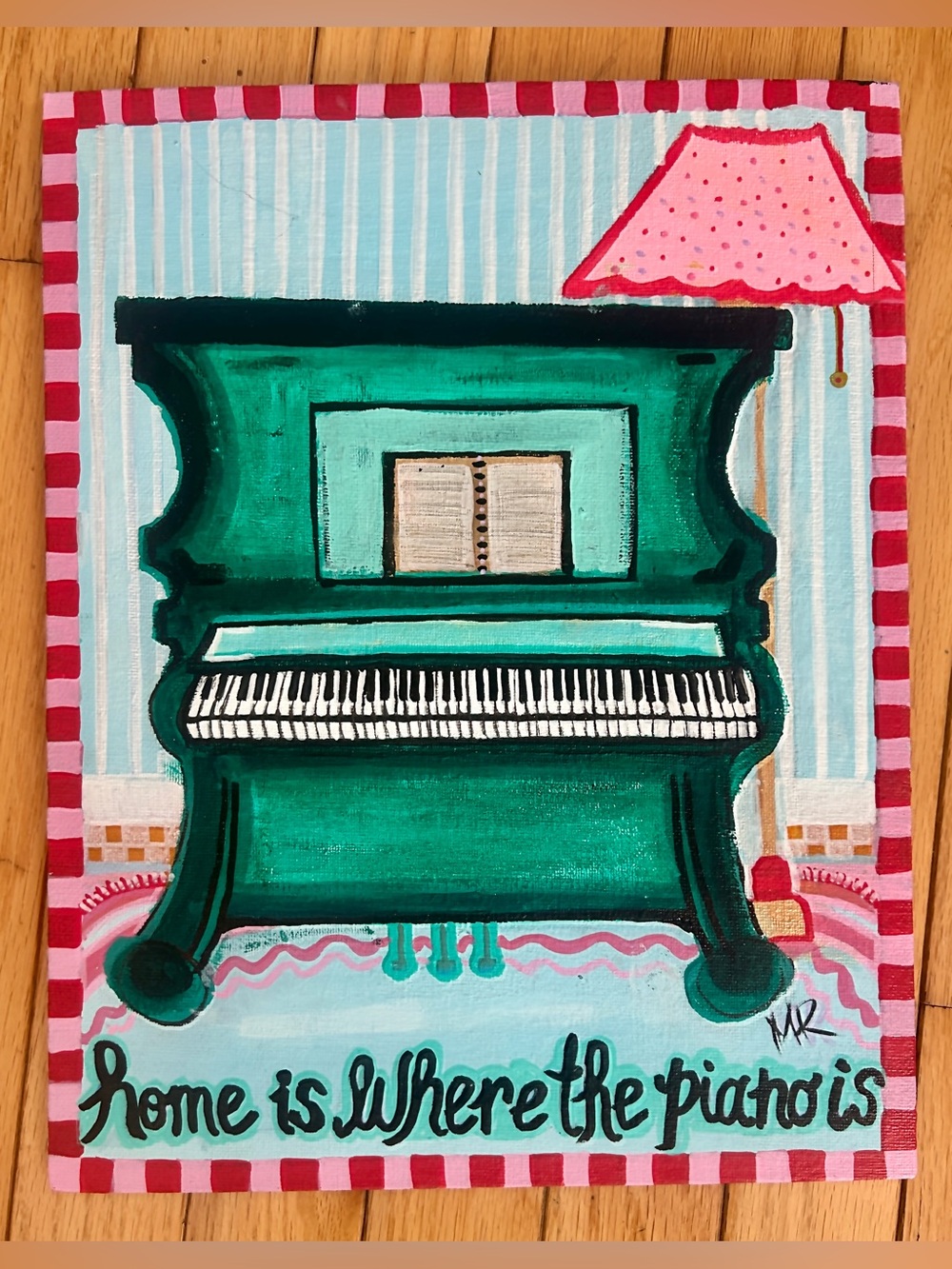 Original Acrylic Folk Art Piano Painting- "Home is Where the Piano Is"